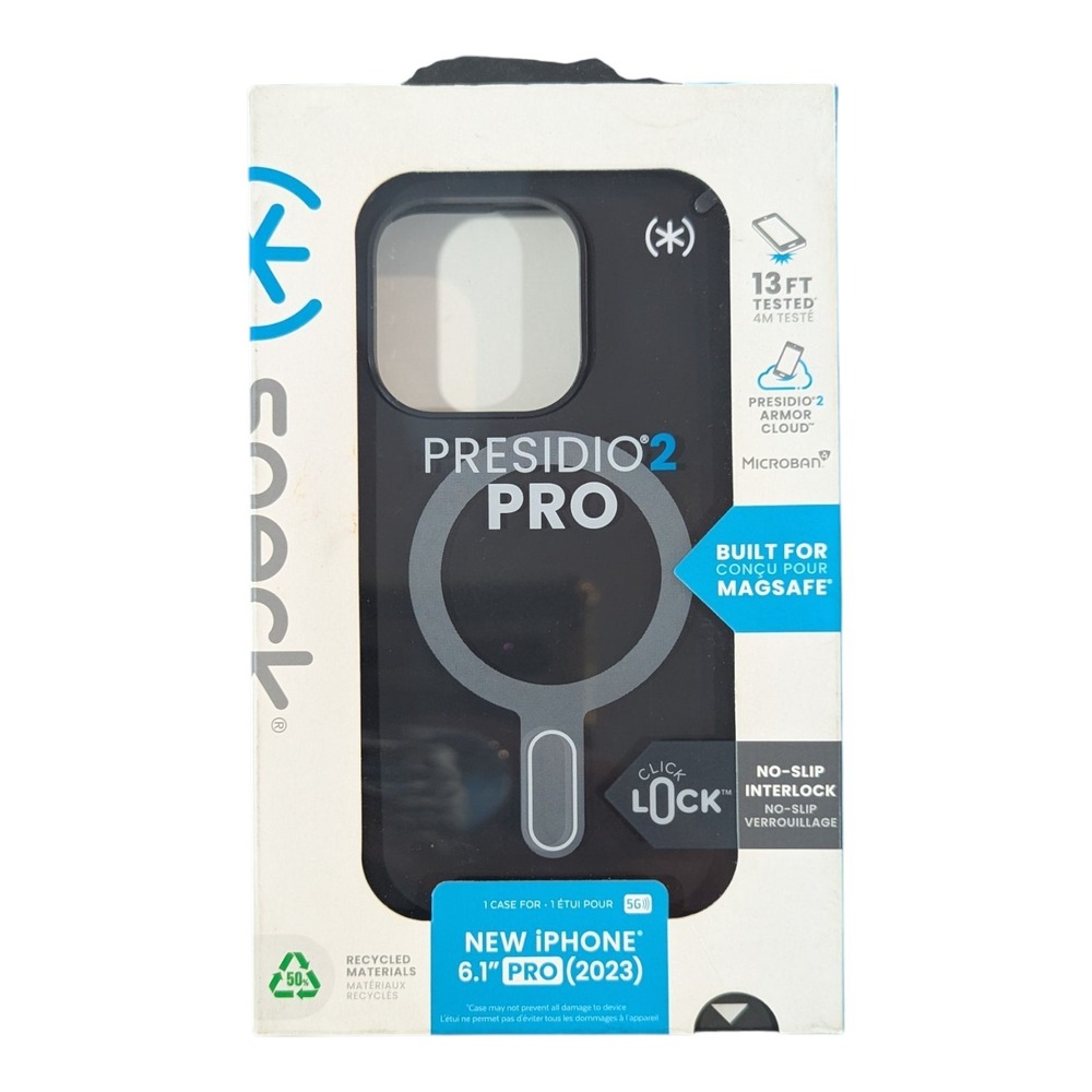 L9-O Speck Presidio2 Pro W/ClickLock&Mag Case for Apple iPhone 15 Pro Black/Gray